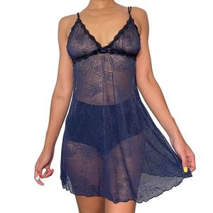 Vintage 90s Navy Slip Dress (XS-M)